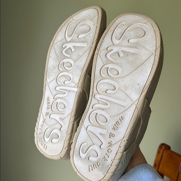 Sketchers Tone Ups Flip Flop Sandal Embroidered Strap grey/tan - Picture 12 of 14